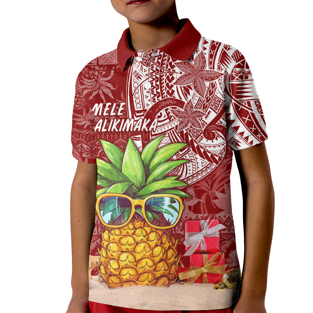 Mele Kalikimaka Hawaii Christmas Kid Polo Shirt Pineapple Party - Wonder Print Shop