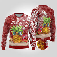 Mele Kalikimaka Hawaii Christmas Ugly Christmas Sweater Pineapple Party - Wonder Print Shop