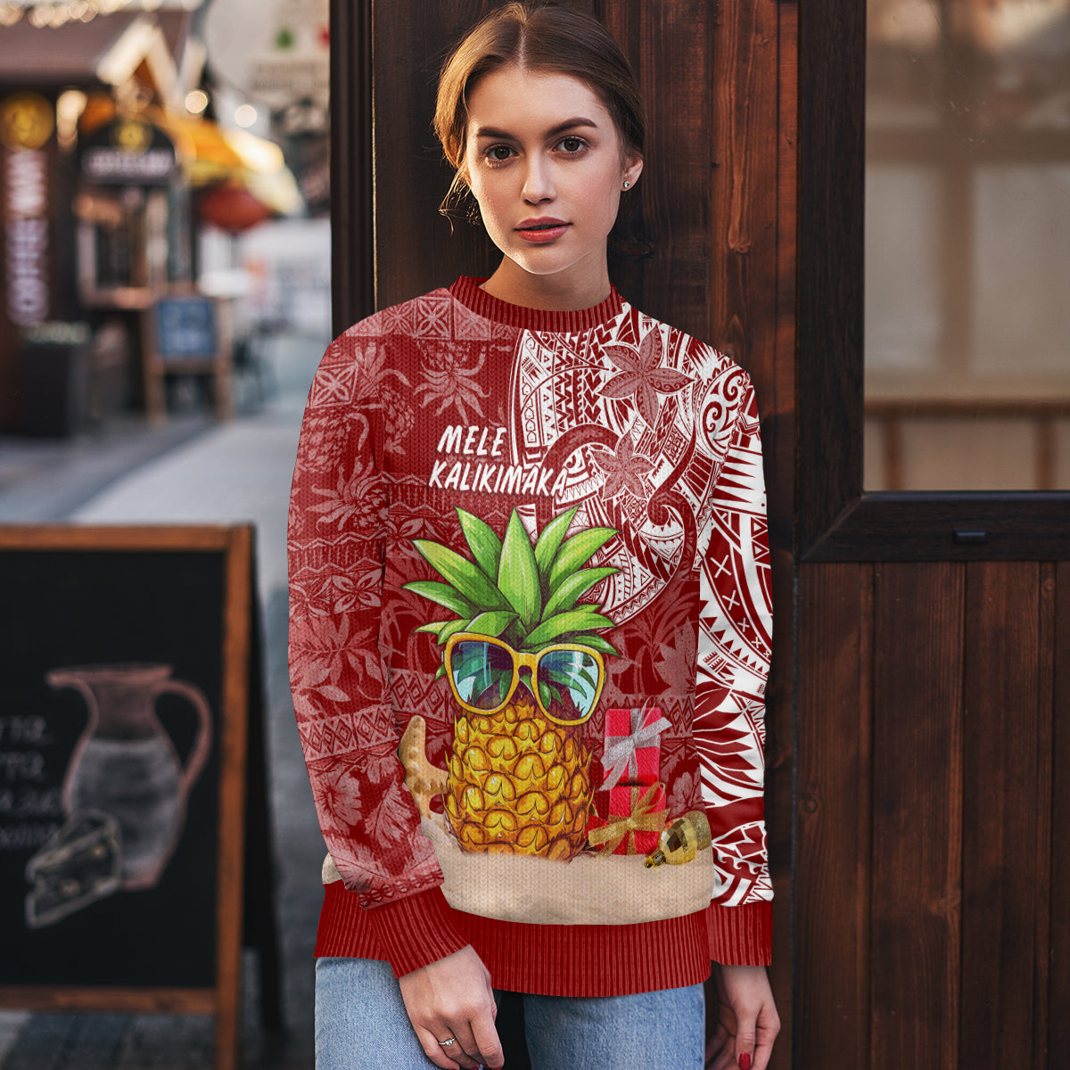 Mele Kalikimaka Hawaii Christmas Ugly Christmas Sweater Pineapple Party - Wonder Print Shop