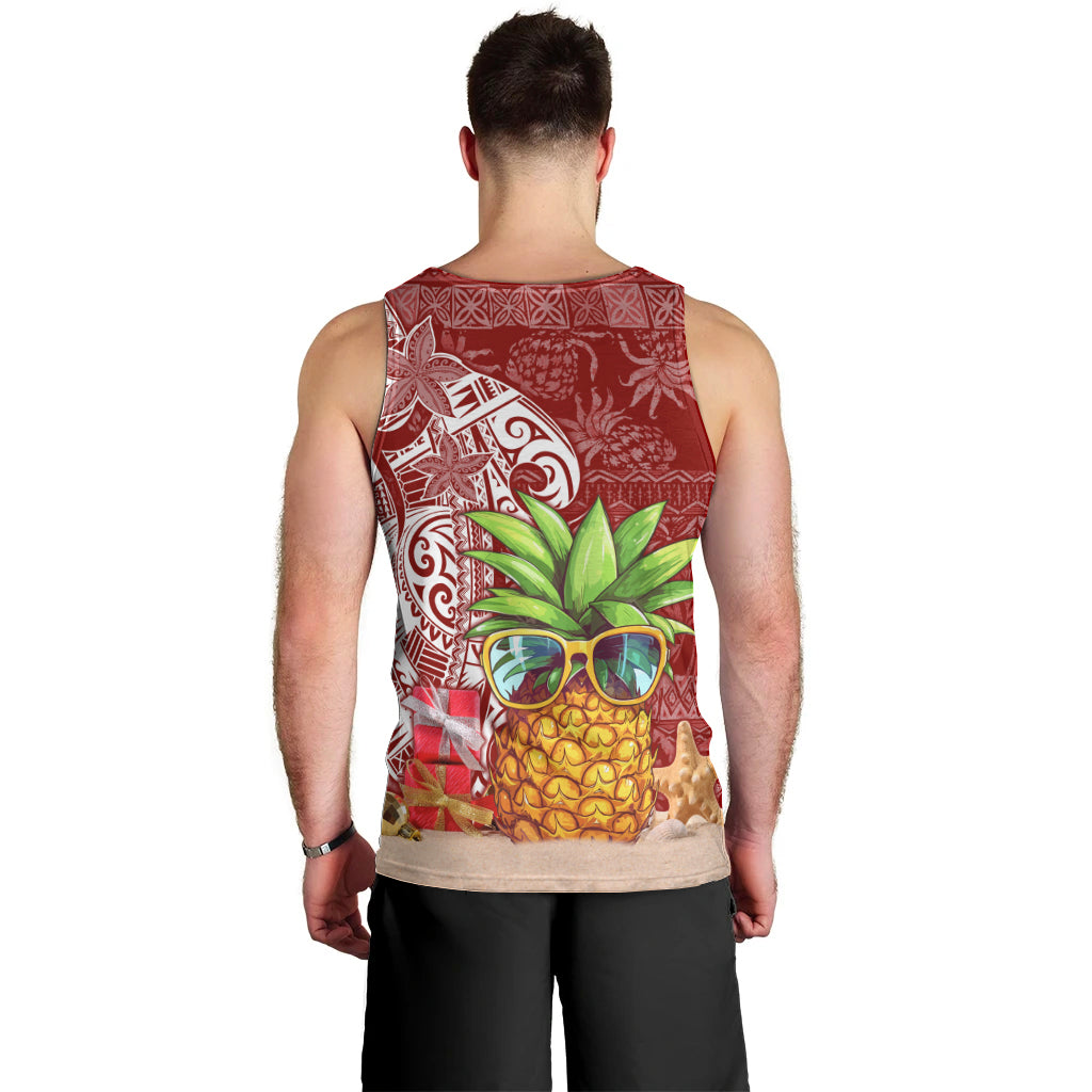 Mele Kalikimaka Hawaii Christmas Men Tank Top Pineapple Party - Wonder Print Shop