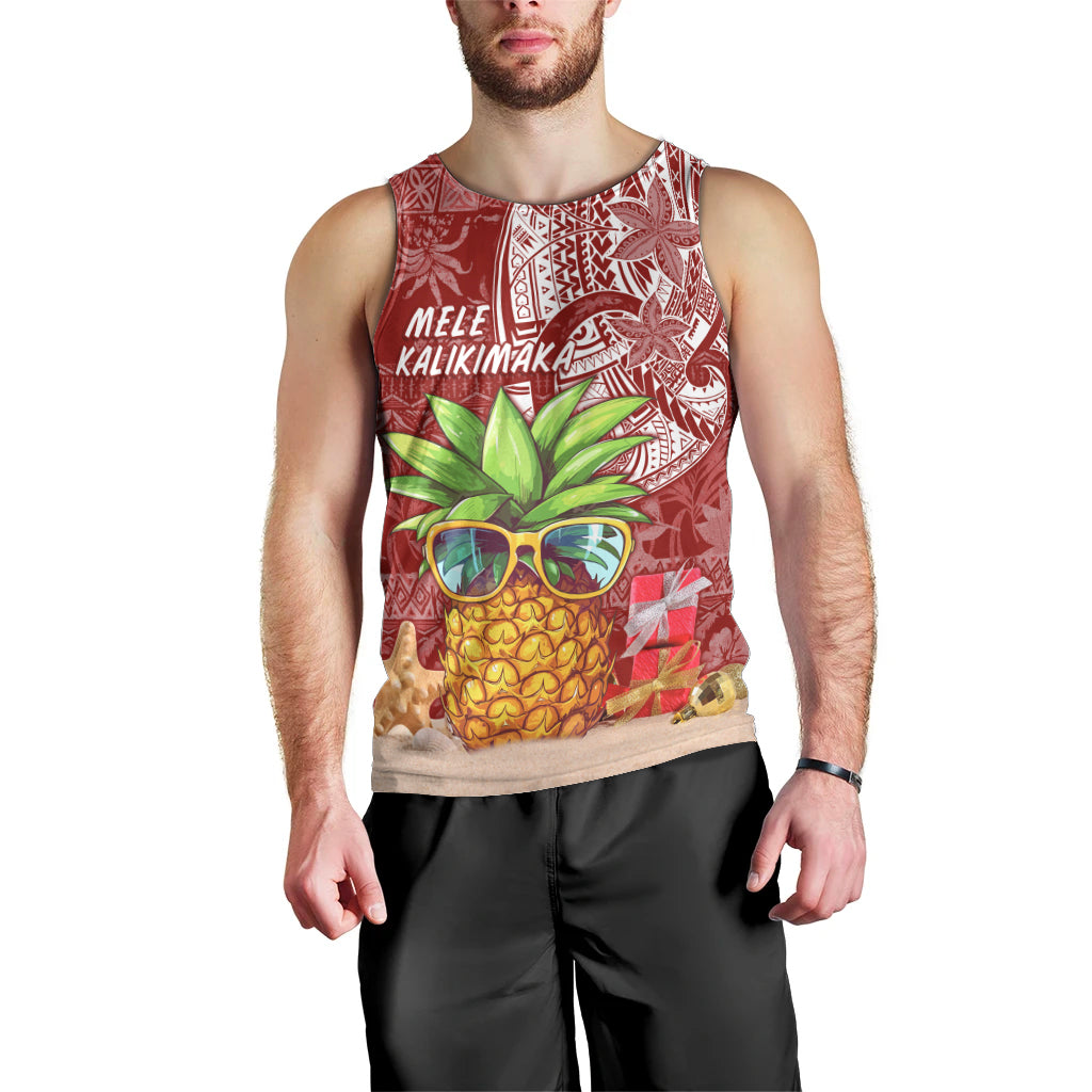 Mele Kalikimaka Hawaii Christmas Men Tank Top Pineapple Party - Wonder Print Shop
