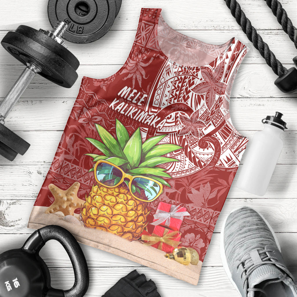 Mele Kalikimaka Hawaii Christmas Men Tank Top Pineapple Party - Wonder Print Shop