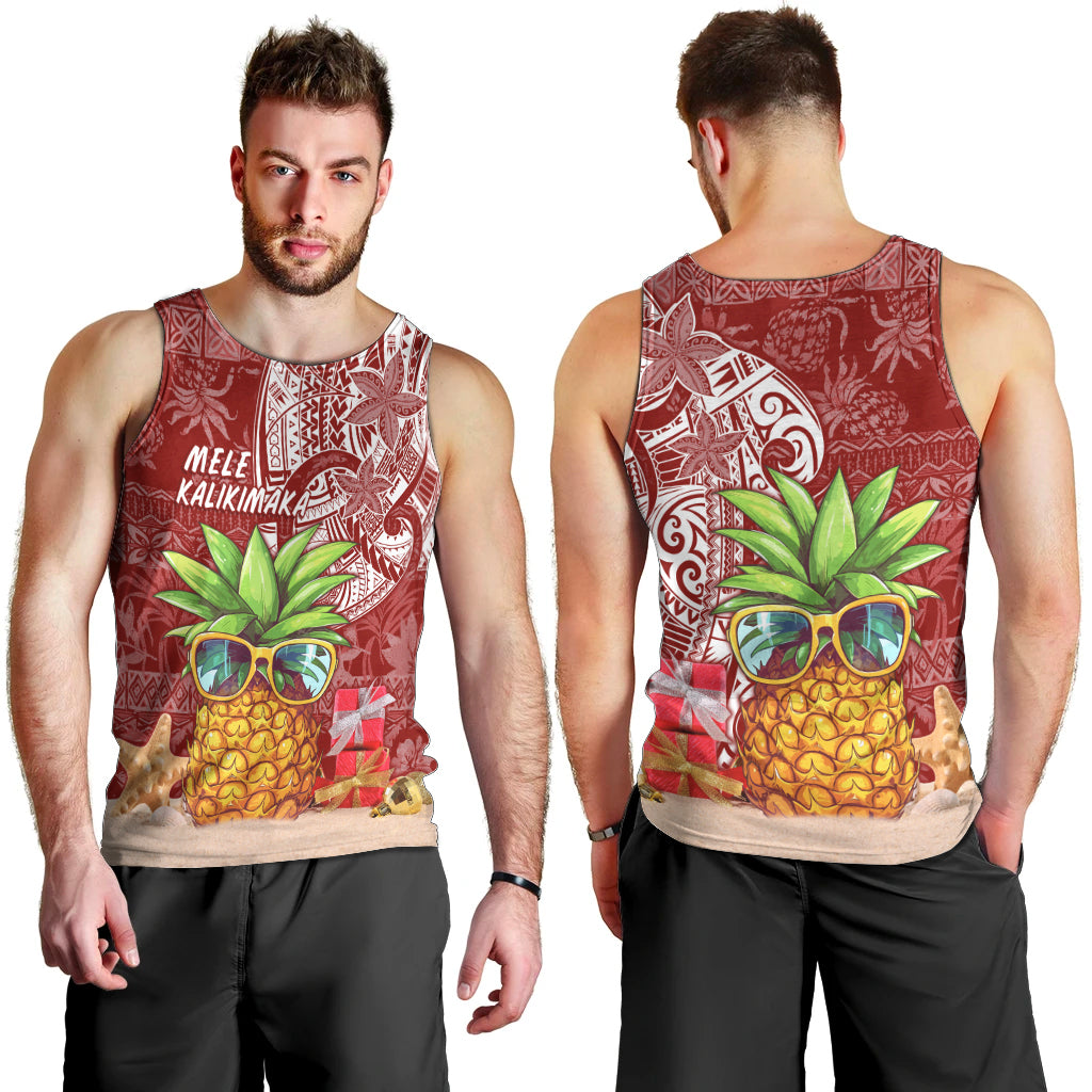 Mele Kalikimaka Hawaii Christmas Men Tank Top Pineapple Party - Wonder Print Shop