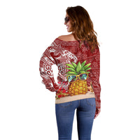 Mele Kalikimaka Hawaii Christmas Off Shoulder Sweater Pineapple Party - Wonder Print Shop