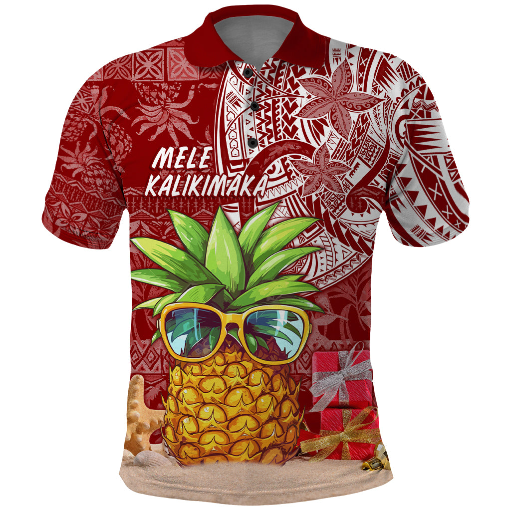 Mele Kalikimaka Hawaii Christmas Polo Shirt Pineapple Party - Wonder Print Shop