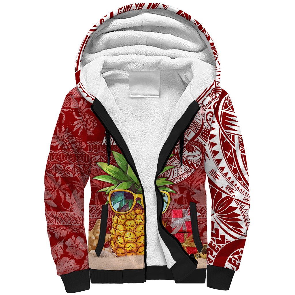 Mele Kalikimaka Hawaii Christmas Sherpa Hoodie Pineapple Party - Wonder Print Shop