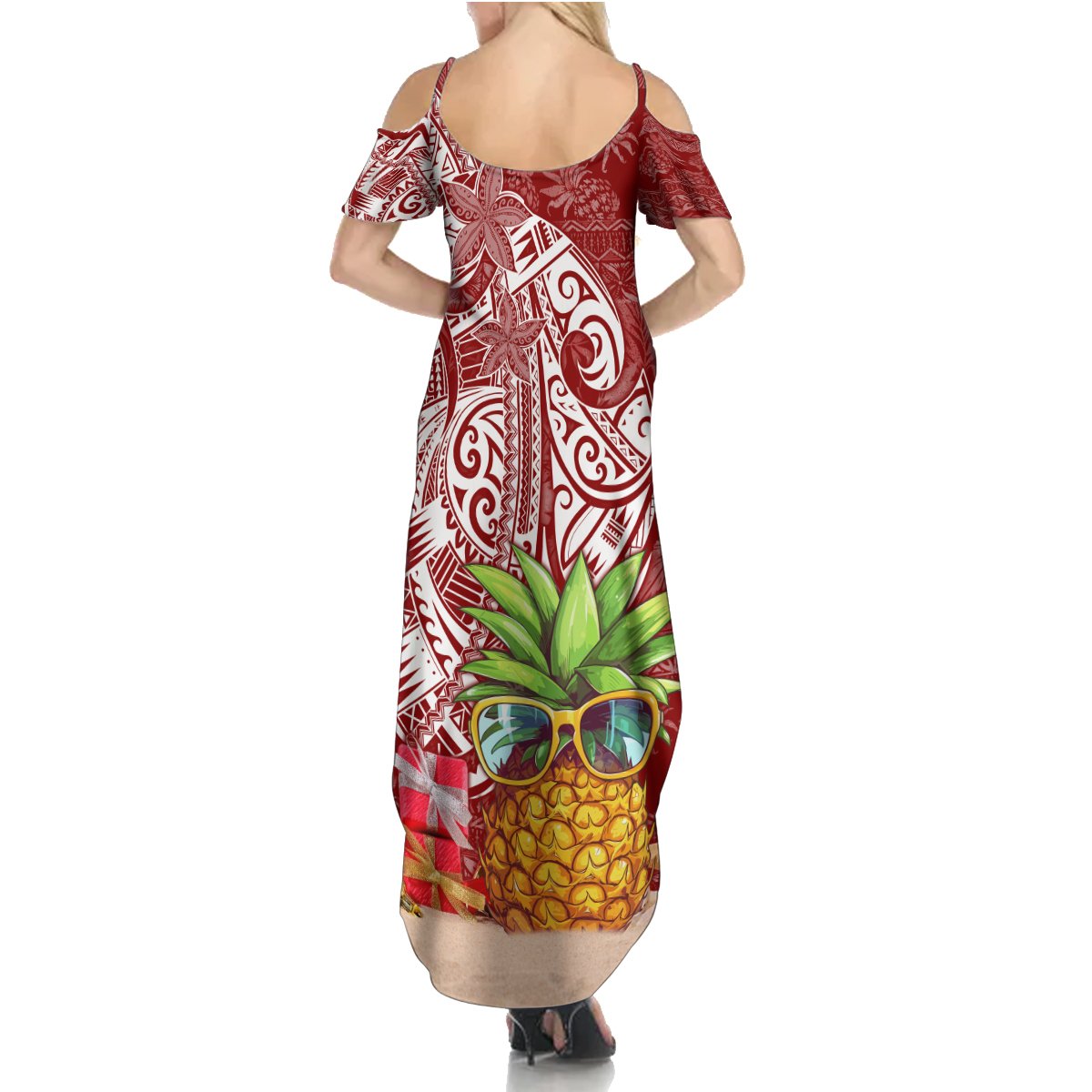 Mele Kalikimaka Hawaii Christmas Summer Maxi Dress Pineapple Party - Wonder Print Shop