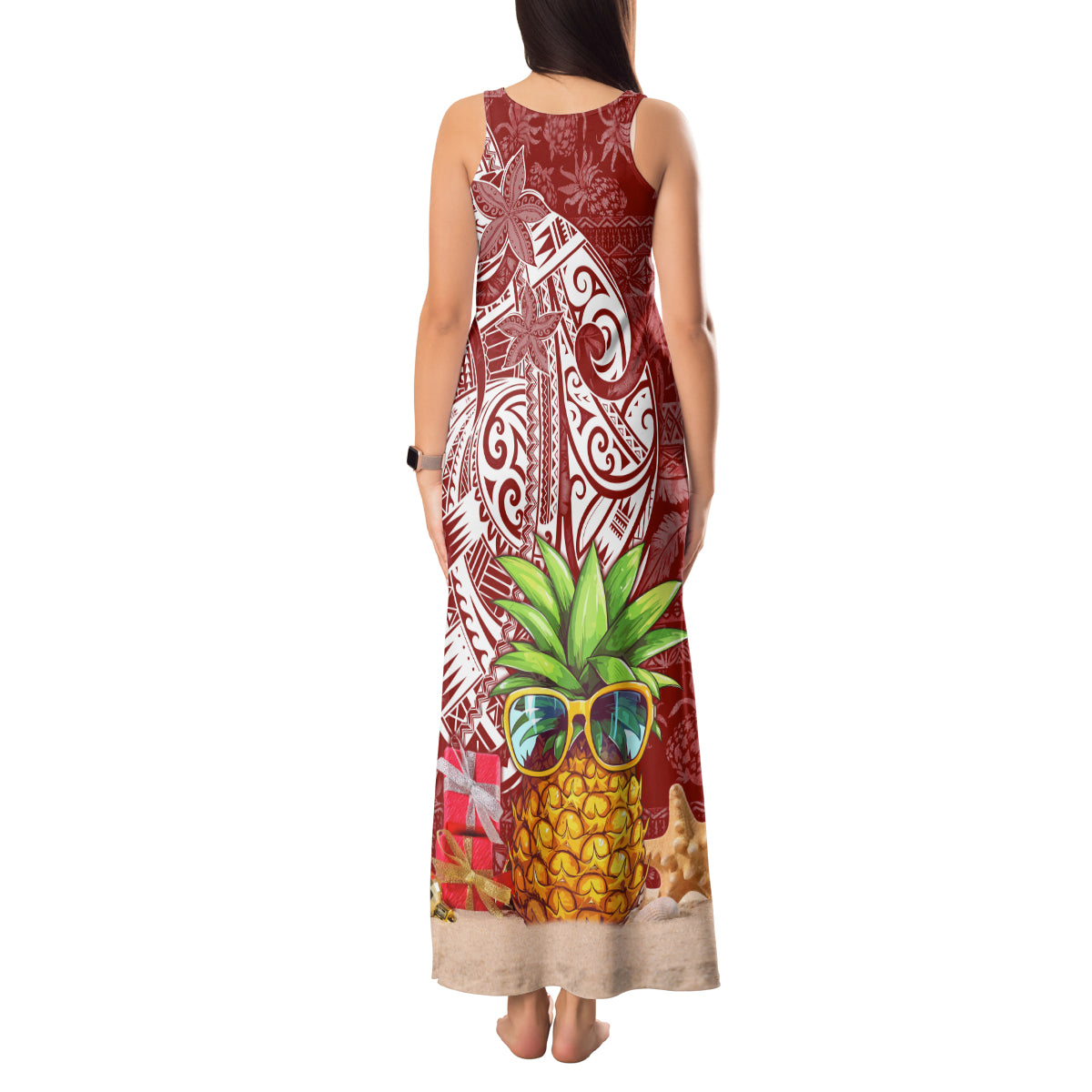 Mele Kalikimaka Hawaii Christmas Tank Maxi Dress Pineapple Party - Wonder Print Shop