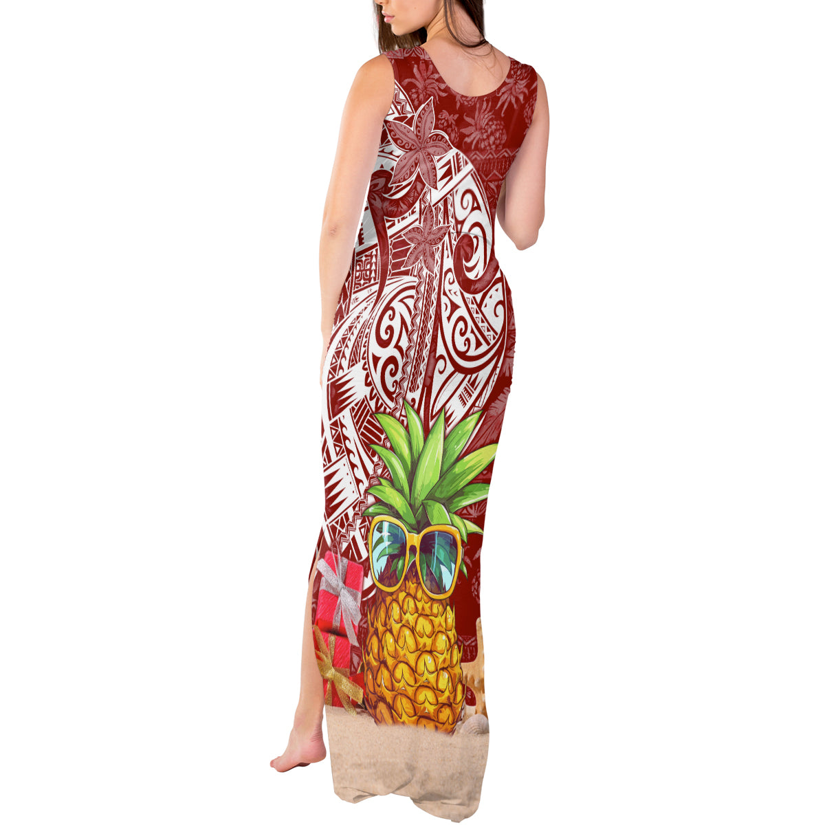 Mele Kalikimaka Hawaii Christmas Tank Maxi Dress Pineapple Party - Wonder Print Shop