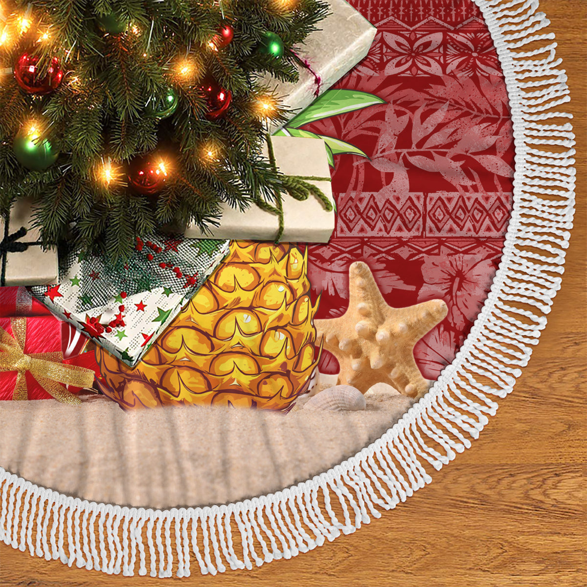 Mele Kalikimaka Hawaii Christmas Tree Skirt Pineapple Party - Wonder Print Shop