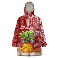 Mele Kalikimaka Hawaii Christmas Wearable Blanket Hoodie Pineapple Party - Wonder Print Shop