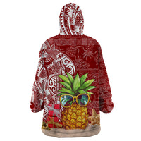 Mele Kalikimaka Hawaii Christmas Wearable Blanket Hoodie Pineapple Party - Wonder Print Shop