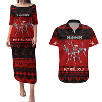 Christmas Couples Matching Puletasi Dress and Hawaiian Shirt Jolly Skull Merry Creepmas LT7 - Wonder Print Shop
