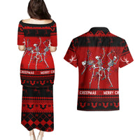 Christmas Couples Matching Puletasi Dress and Hawaiian Shirt Jolly Skull Merry Creepmas LT7 - Wonder Print Shop