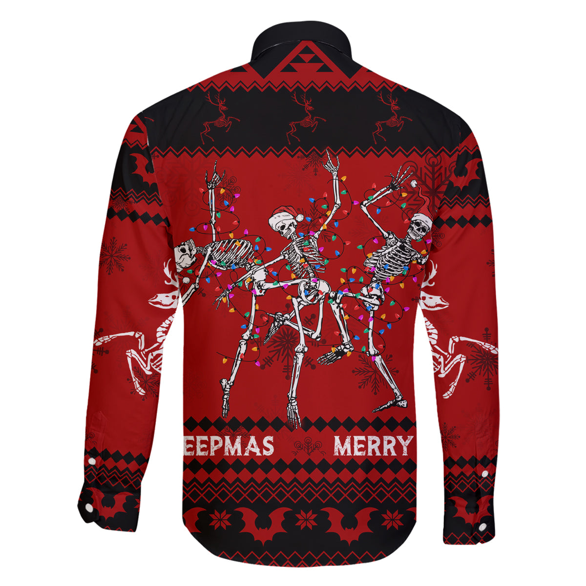Christmas Family Matching Long Sleeve Bodycon Dress and Hawaiian Shirt Jolly Skull Merry Creepmas LT7 - Wonder Print Shop