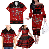 Christmas Family Matching Off Shoulder Long Sleeve Dress and Hawaiian Shirt Jolly Skull Merry Creepmas - Wonder Print Shop