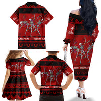 Christmas Family Matching Off Shoulder Long Sleeve Dress and Hawaiian Shirt Jolly Skull Merry Creepmas - Wonder Print Shop