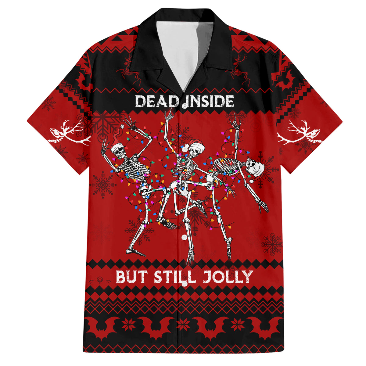 Christmas Family Matching Short Sleeve Bodycon Dress and Hawaiian Shirt Jolly Skull Merry Creepmas - Wonder Print Shop