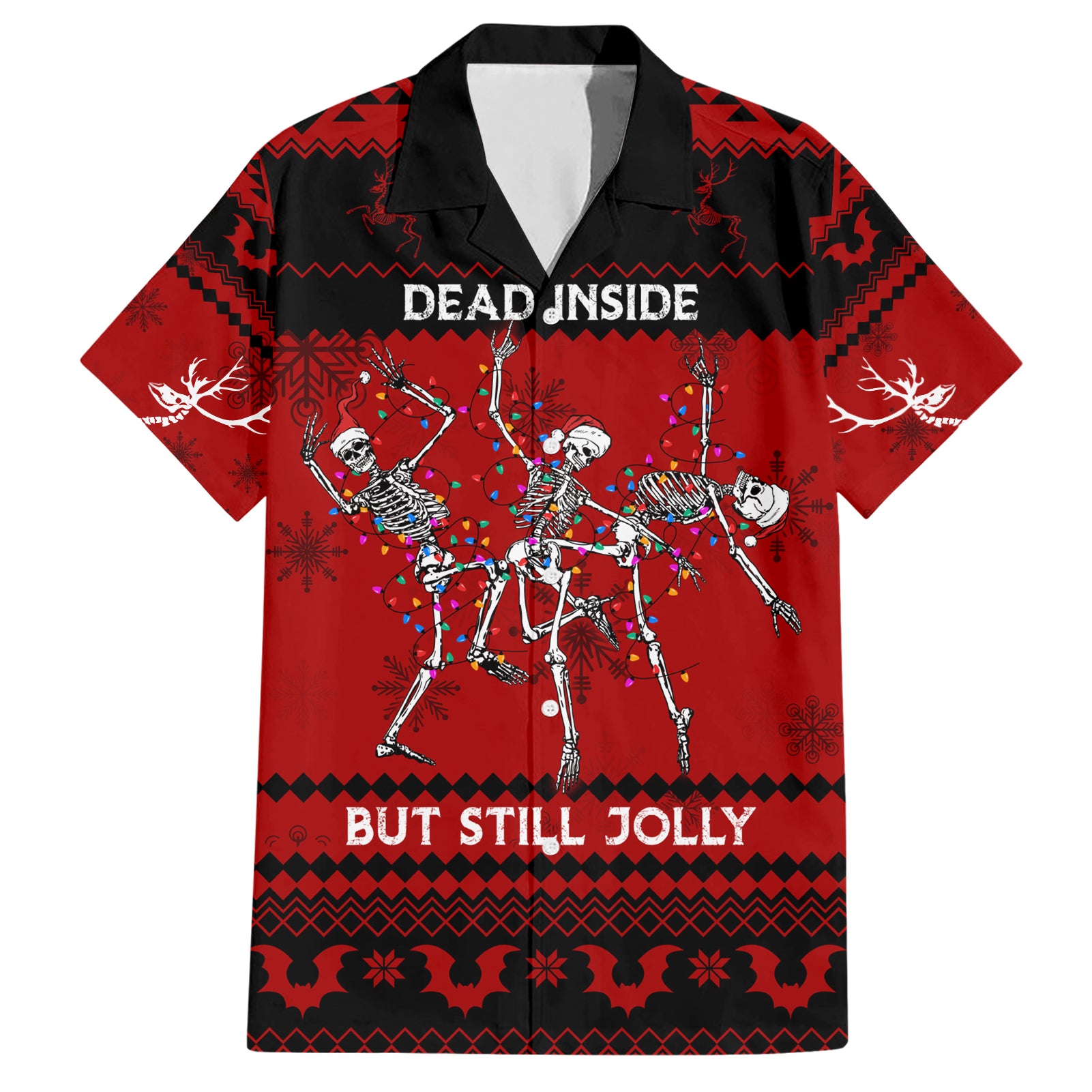 Christmas Hawaiian Shirt Jolly Skull Merry Creepmas - Wonder Print Shop