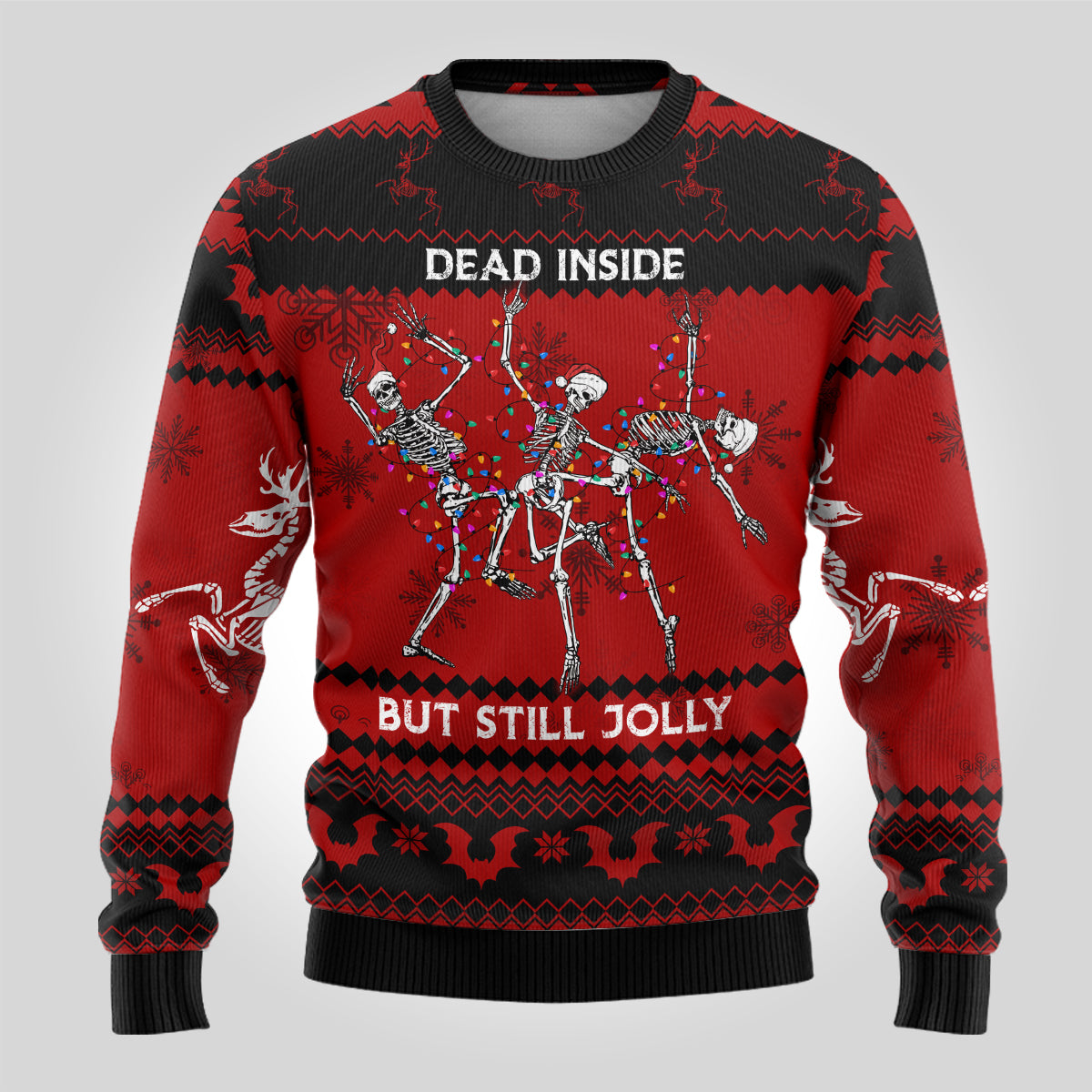 Wonder Print Christmas Ugly Christmas Sweater Jolly Skull Merry Creepmas - Wonder Print Shop