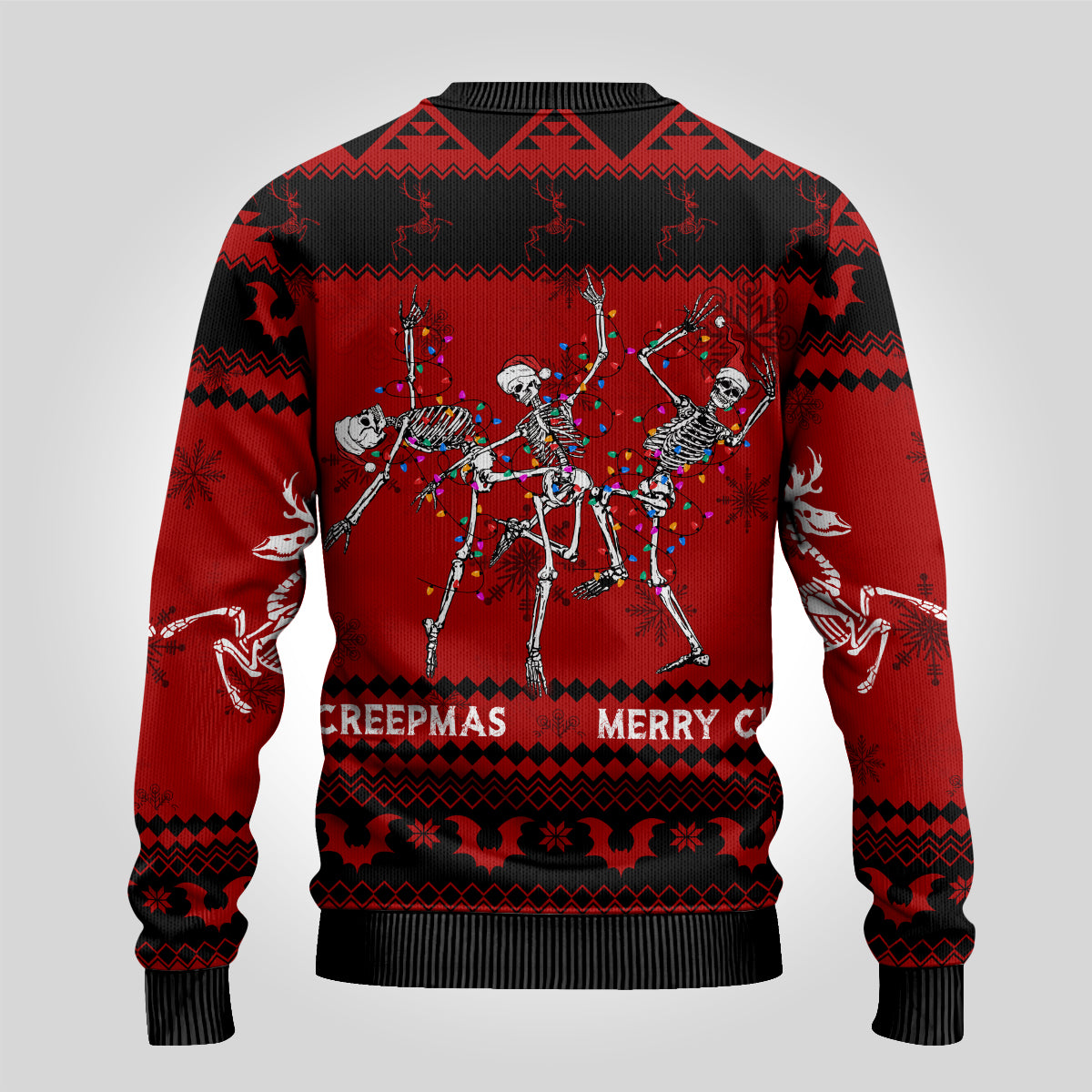Wonder Print Christmas Ugly Christmas Sweater Jolly Skull Merry Creepmas - Wonder Print Shop