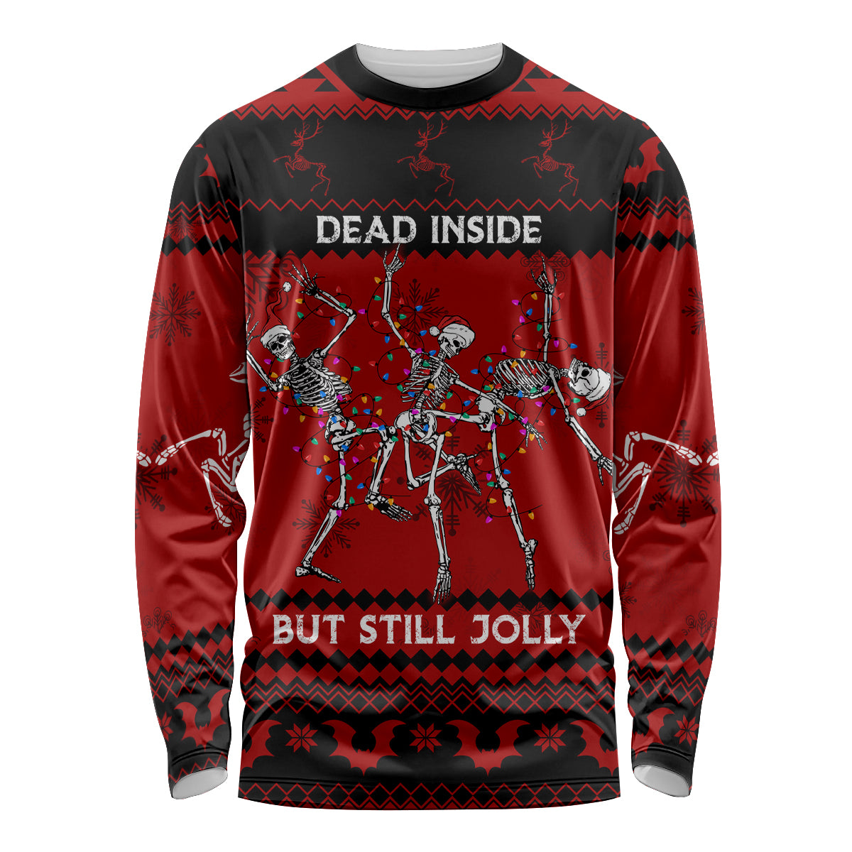 Christmas Long Sleeve Shirt Jolly Skull Merry Creepmas - Wonder Print Shop