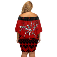 Christmas Off Shoulder Short Dress Jolly Skull Merry Creepmas - Wonder Print Shop