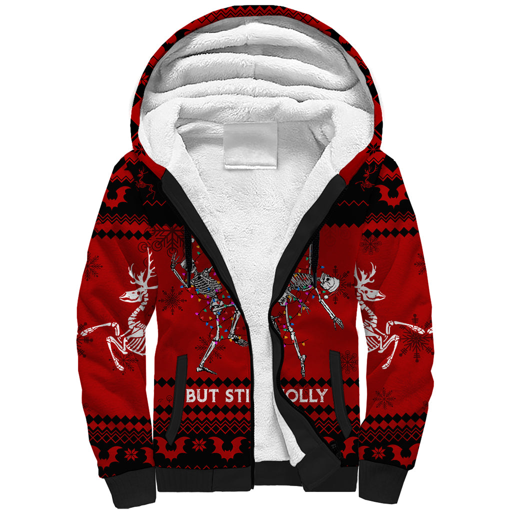 Christmas Sherpa Hoodie Jolly Skull Merry Creepmas - Wonder Print Shop