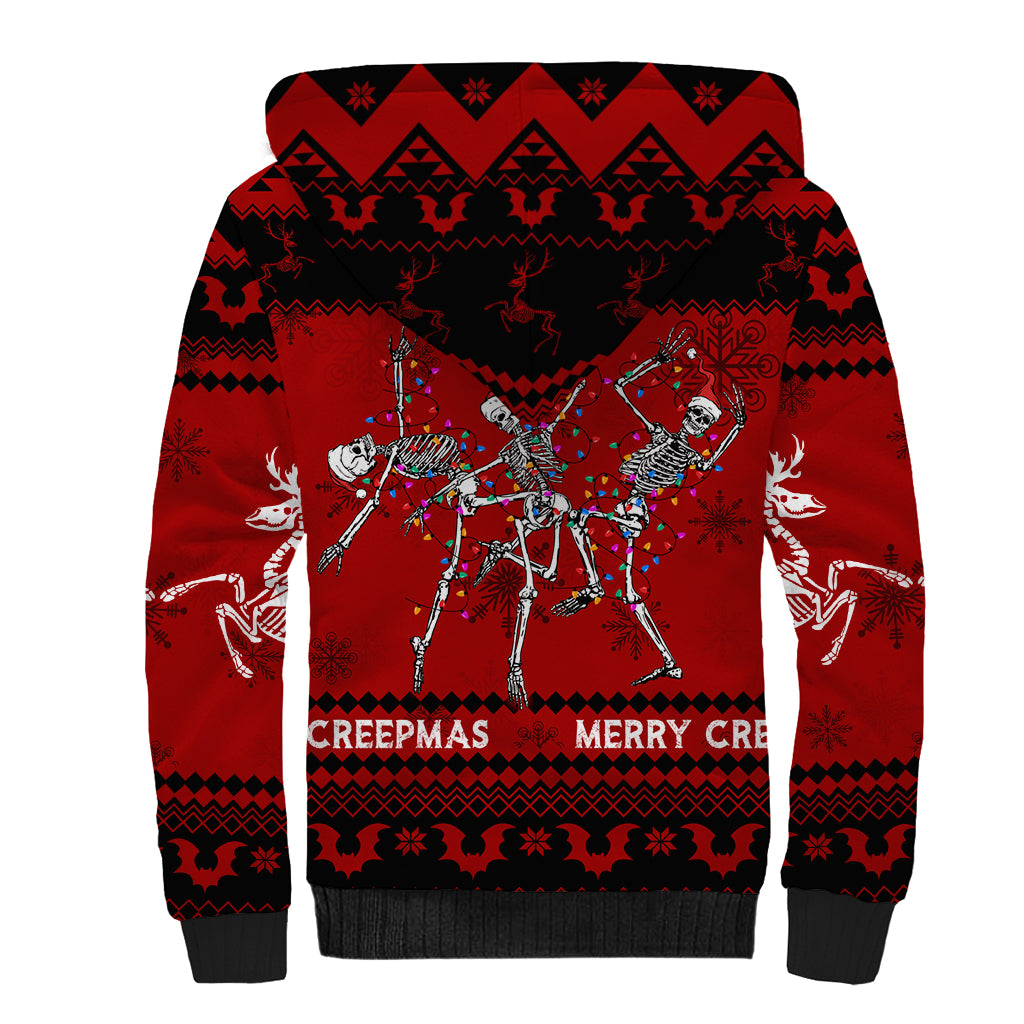 Christmas Sherpa Hoodie Jolly Skull Merry Creepmas - Wonder Print Shop
