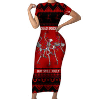 Christmas Short Sleeve Bodycon Dress Jolly Skull Merry Creepmas - Wonder Print Shop