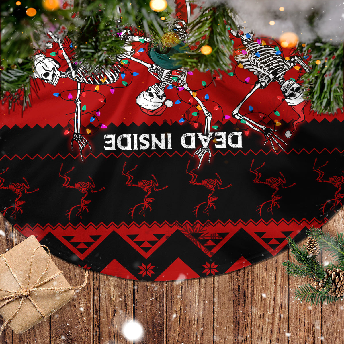 Wonder Print Christmas Tree Skirt Jolly Skull Merry Creepmas - Wonder Print Shop