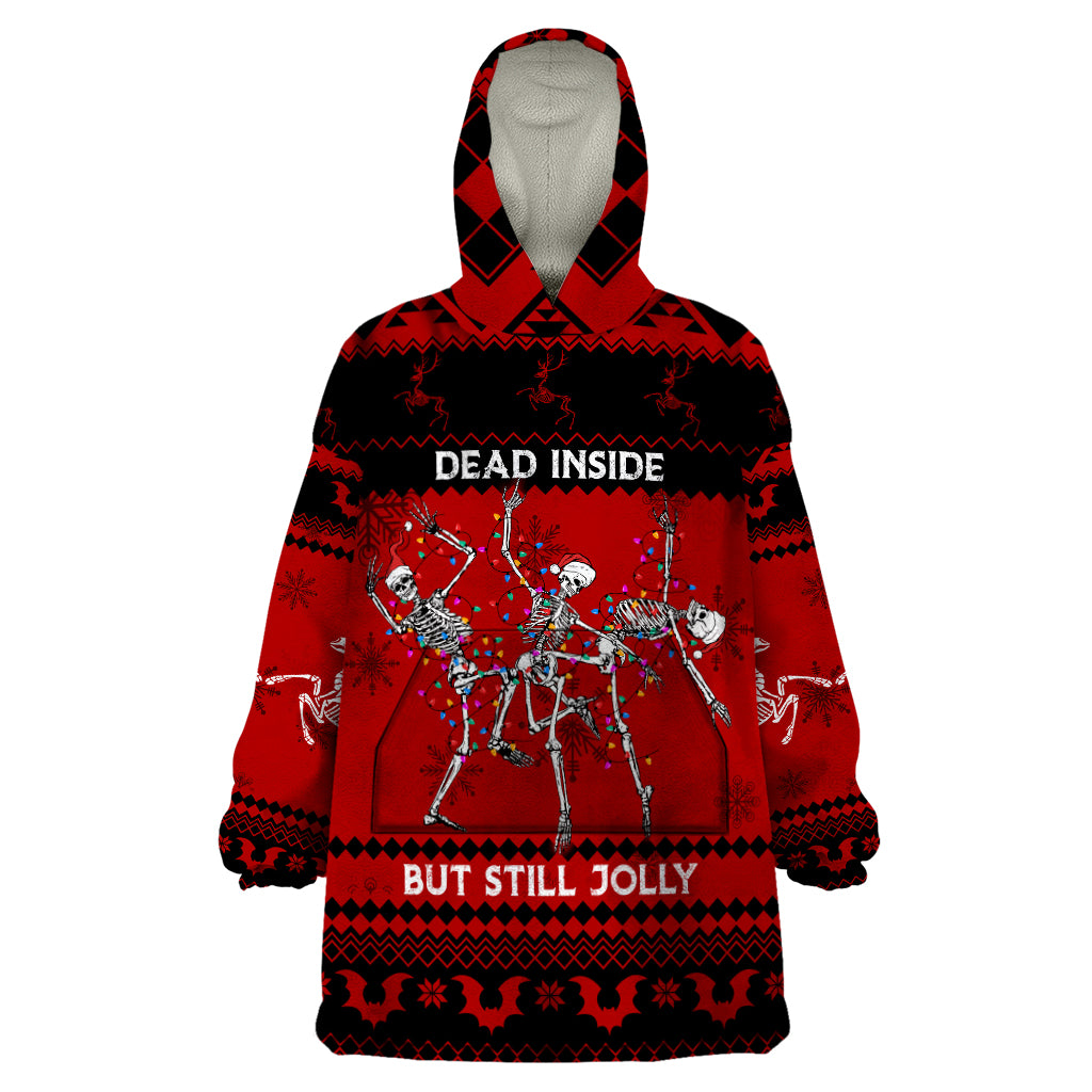 Christmas Wearable Blanket Hoodie Jolly Skull Merry Creepmas - Wonder Print Shop