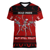 Christmas Women V Neck T Shirt Jolly Skull Merry Creepmas - Wonder Print Shop