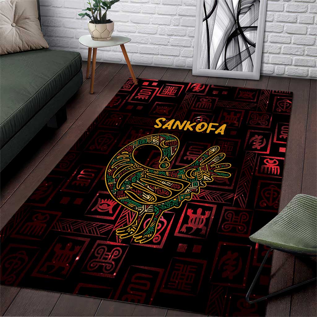 Africa Adinkra Symbol Area Rug Sankofa Bird - Cosmic Red LT7 - Wonder Print Shop