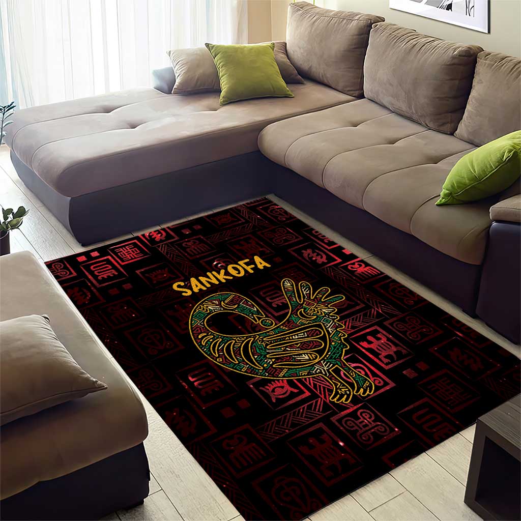 Africa Adinkra Symbol Area Rug Sankofa Bird - Cosmic Red LT7 - Wonder Print Shop