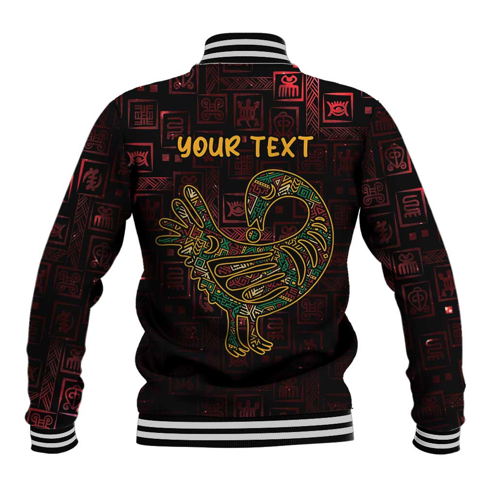 Africa Adinkra Symbol Baseball Jacket Sankofa Bird - Cosmic Red LT7 - Wonder Print Shop