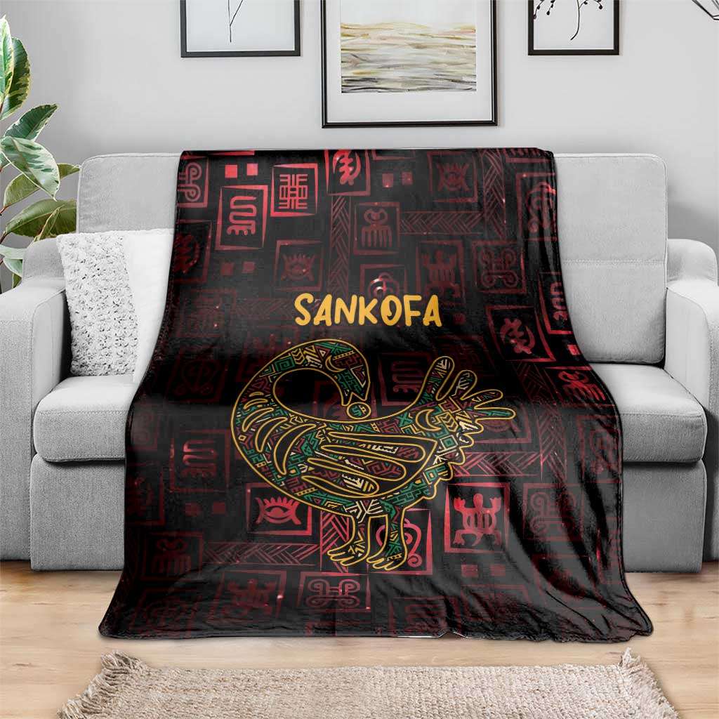 Africa Adinkra Symbol Blanket Sankofa Bird - Cosmic Red