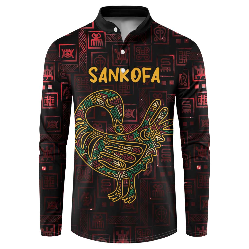 Africa Adinkra Symbol Button Sweatshirt Sankofa Bird - Cosmic Red LT7 - Wonder Print Shop
