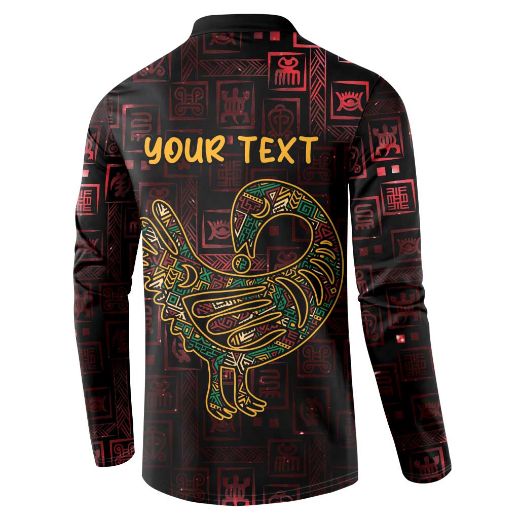 Africa Adinkra Symbol Button Sweatshirt Sankofa Bird - Cosmic Red LT7 - Wonder Print Shop
