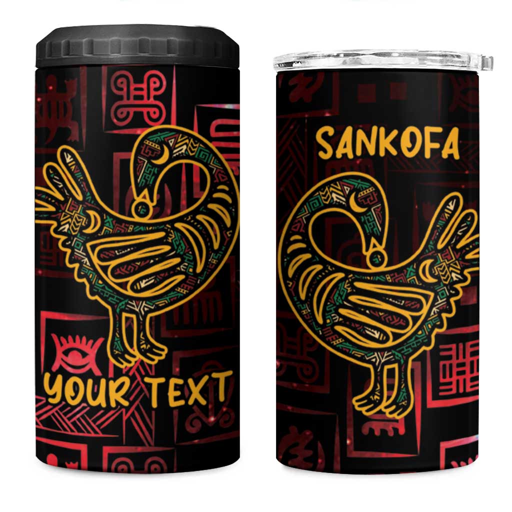 Personalized Africa Adinkra Symbol 4 in 1 Can Cooler Tumbler Sankofa Bird - Cosmic Red LT7 - Wonder Print Shop