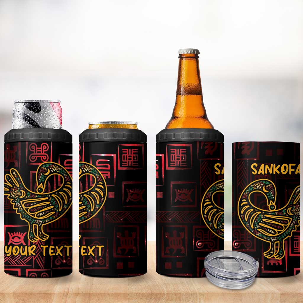 Personalized Africa Adinkra Symbol 4 in 1 Can Cooler Tumbler Sankofa Bird - Cosmic Red LT7 - Wonder Print Shop