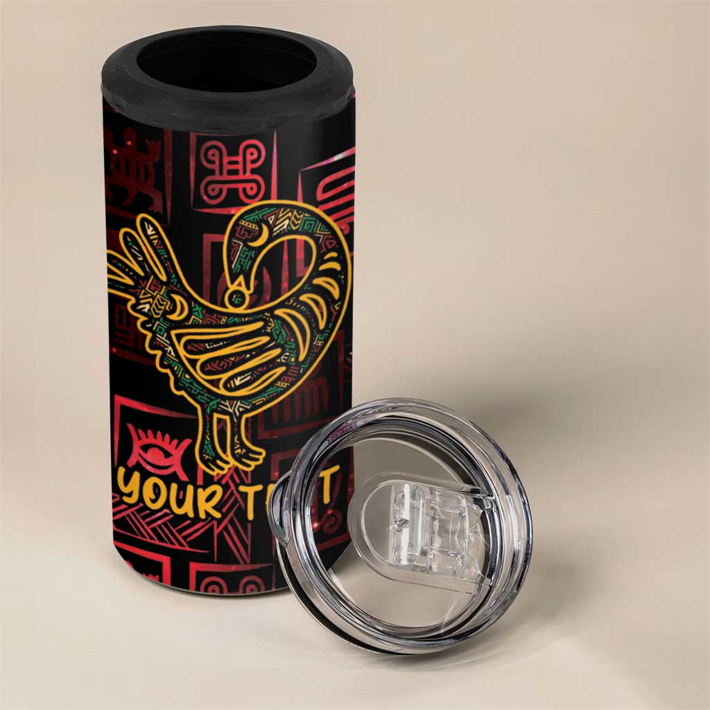 Personalized Africa Adinkra Symbol 4 in 1 Can Cooler Tumbler Sankofa Bird - Cosmic Red LT7 - Wonder Print Shop