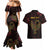 Africa Adinkra Symbol Couples Matching Mermaid Dress and Hawaiian Shirt Sankofa Bird - Cosmic Red LT7 - Wonder Print Shop