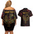 Africa Adinkra Symbol Couples Matching Off Shoulder Short Dress and Hawaiian Shirt Sankofa Bird - Cosmic Red LT7 - Wonder Print Shop