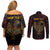 Africa Adinkra Symbol Couples Matching Off Shoulder Short Dress and Long Sleeve Button Shirt Sankofa Bird - Cosmic Red LT7 - Wonder Print Shop
