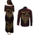 Africa Adinkra Symbol Couples Matching Puletasi and Long Sleeve Button Shirt Sankofa Bird - Cosmic Red LT7 - Wonder Print Shop