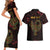 Africa Adinkra Symbol Couples Matching Short Sleeve Bodycon Dress and Hawaiian Shirt Sankofa Bird - Cosmic Red LT7 - Wonder Print Shop