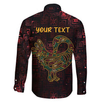 Africa Adinkra Symbol Family Matching Long Sleeve Bodycon Dress and Hawaiian Shirt Sankofa Bird - Cosmic Red LT7 - Wonder Print Shop