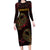 Africa Adinkra Symbol Family Matching Long Sleeve Bodycon Dress and Hawaiian Shirt Sankofa Bird - Cosmic Red LT7 - Wonder Print Shop