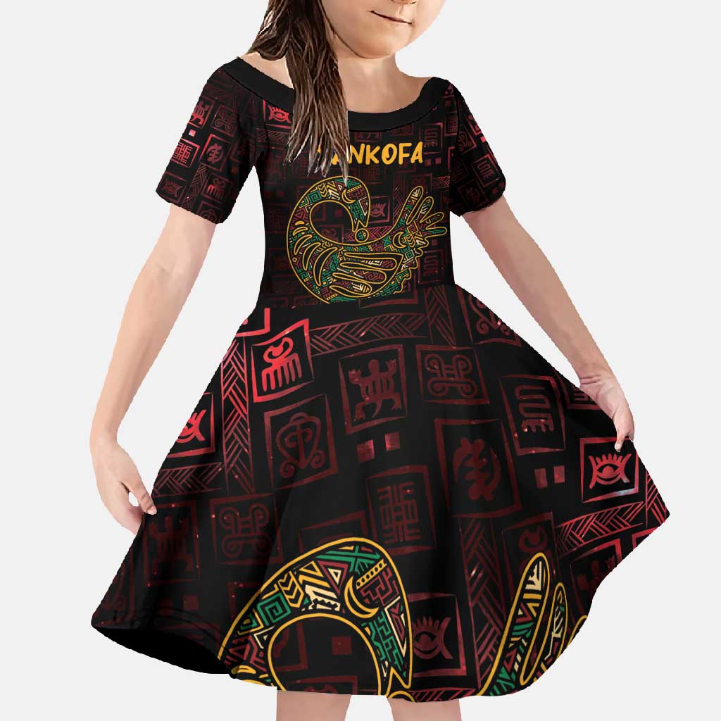 Africa Adinkra Symbol Family Matching Mermaid Dress and Hawaiian Shirt Sankofa Bird - Cosmic Red LT7 - Wonder Print Shop
